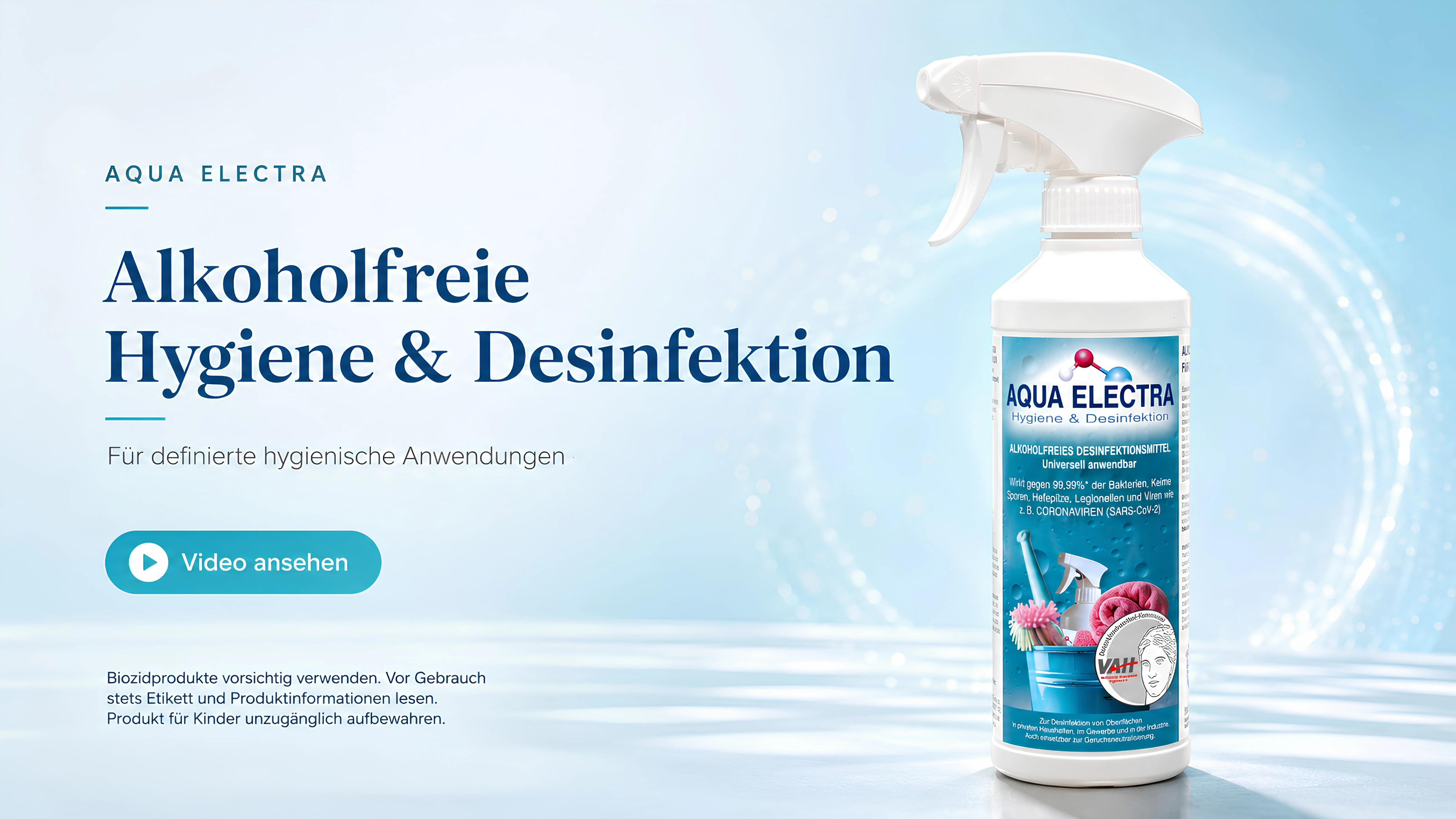 AQUA ELECTRA alkoholfreie Hygiene und Desinfektion – Video ansehen